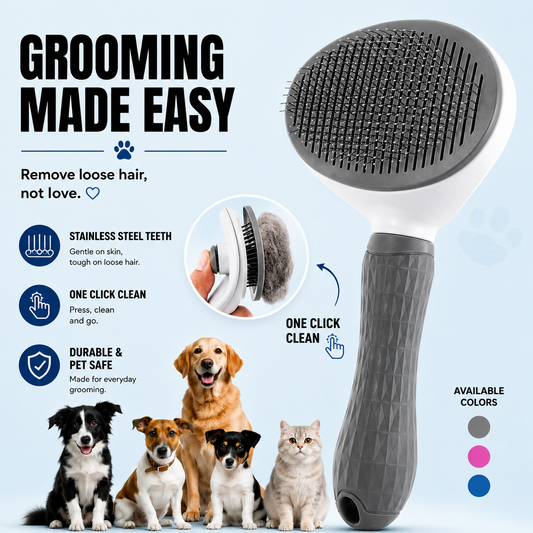 Professional One-Click Pet Hair Removal & Grooming Brush